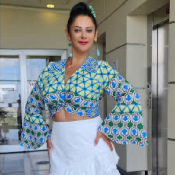 ZARA 🔥2 PIECE SET 🔥 BLOGGERS’ FAVORITE PRINT TOP WITH KNOT & WIDE LEG PANTS - Picture 11 of 16